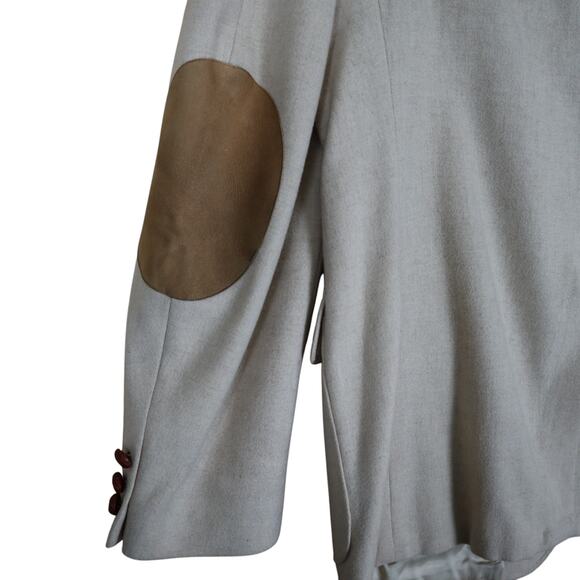 Bachrach Mens Elbow Patch Sport Coat Blazer Jacket Size L Cream Leather Buttons - Picture 6 of 14